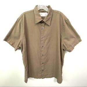 X2 Short Sleeve Button Up Collar Casual Work Shirt Tan Mens XL